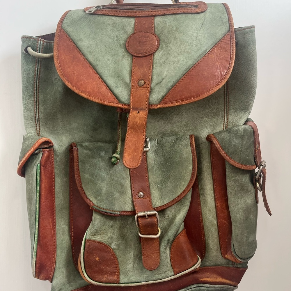 Henry’s Vintage Green and Brown Leather Backpack